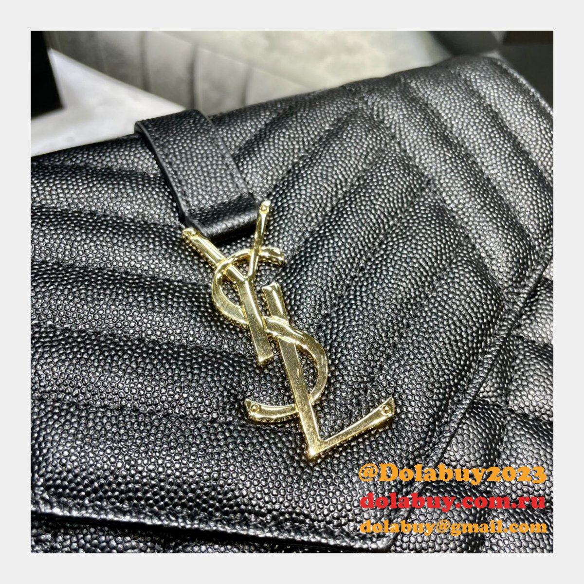 Cheap YSL 617662 Monogran clutch in quilted grain de poudre embossed Outlet