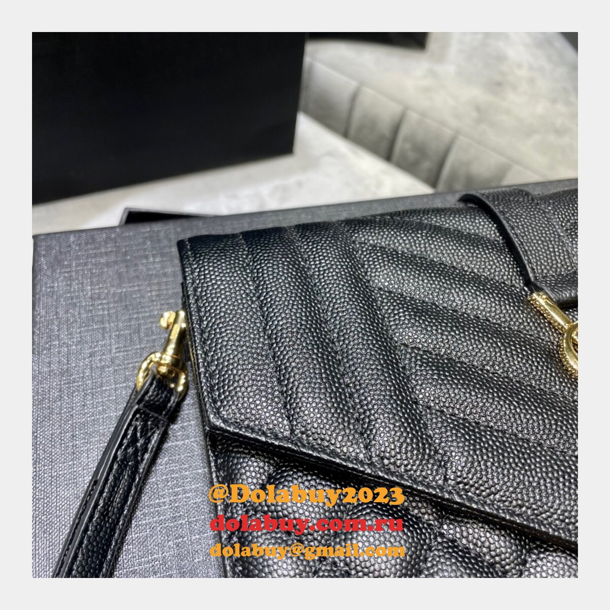 Cheap YSL 617662 Monogran clutch in quilted grain de poudre embossed Outlet