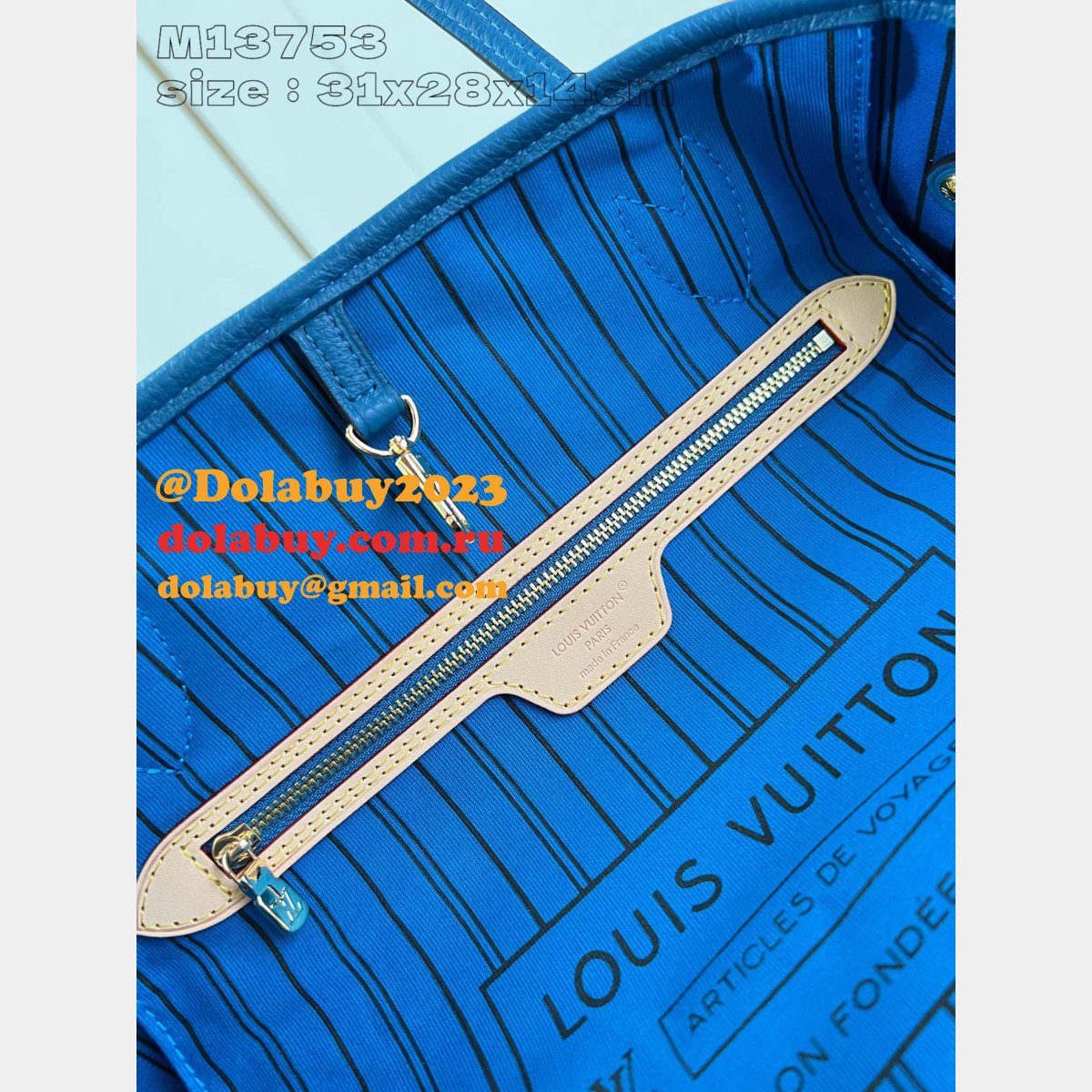 Louis Vuitton Knockoff M13753 Neverfull Bandouliére Blue Bag