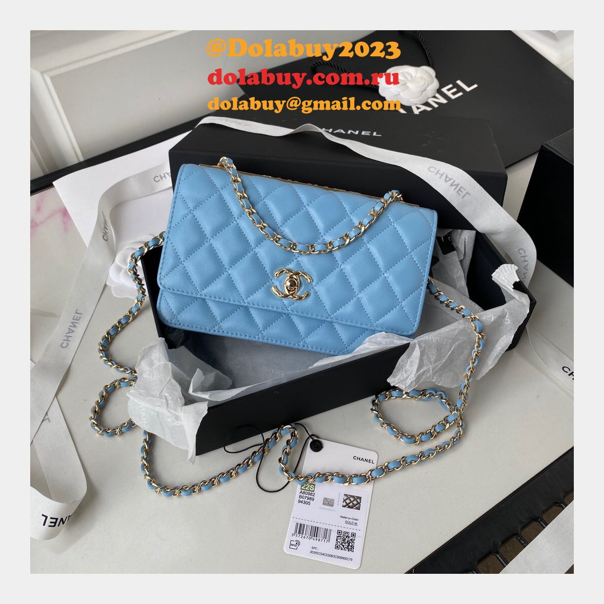 Good Replica Woc A80982 Wallet on Chain Lambskin & Gold-Tone Metal