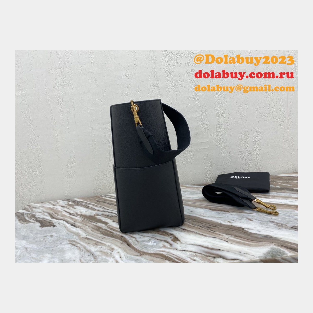 Celine Sangle Small Bucket bag black soft grained calfskin