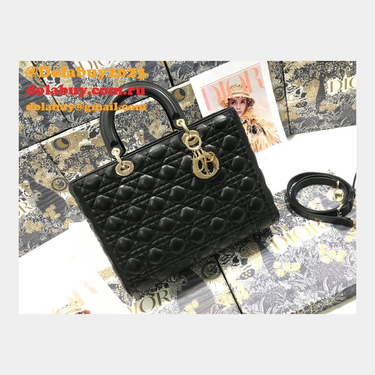 Inspired Duplicate dior lady lambskin 32CM HANDBAG