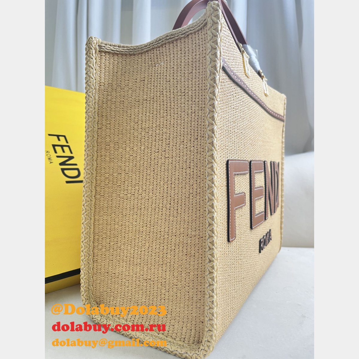 top quality F**di summer raffia shopping bag wholesale