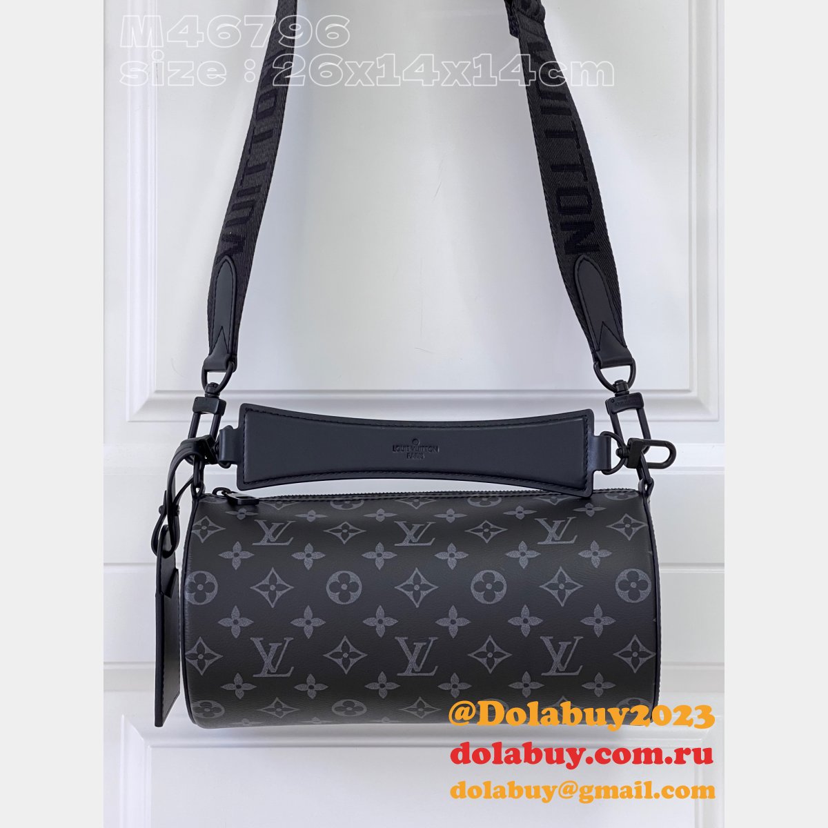 Soft Polochon M46796 Monogram Eclipse Replicas Louis Vuitton Bag