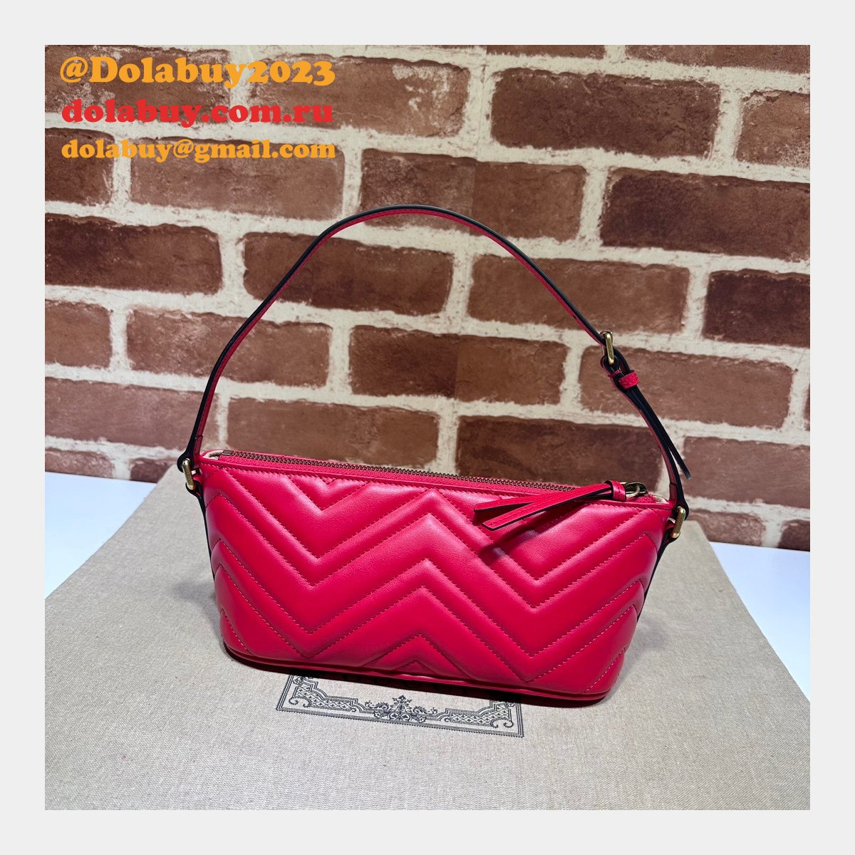 G*u*i 1:1 mirror gg marmont 739166 shoulder red fake bag