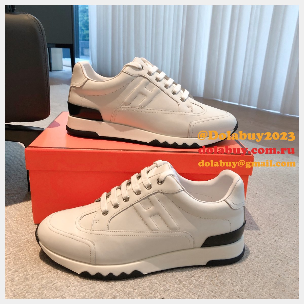 Wholesale Sneakers Leer Wit Hermes Knockoff Shoes