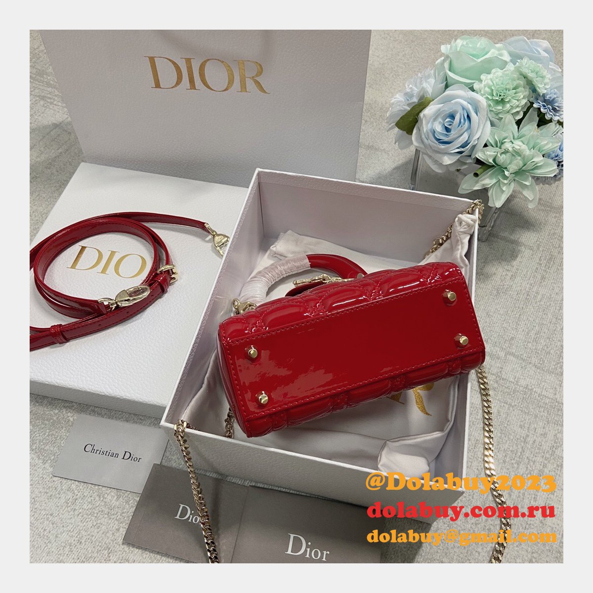 High Quality Christian Dior Lady patent leather 17CM Bag mini