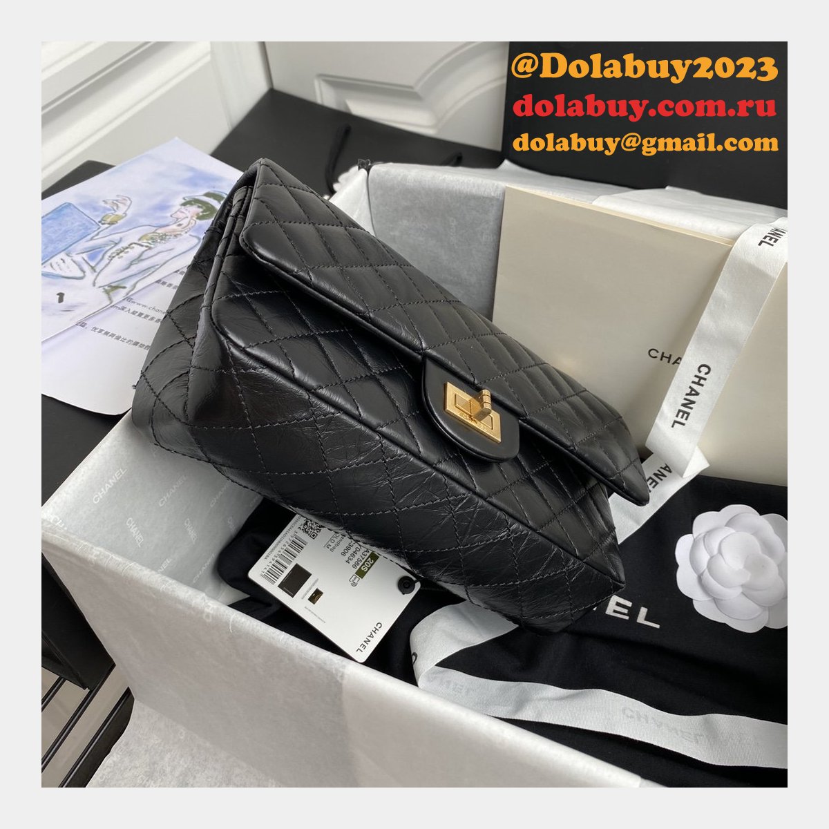 Replica CC 2.55 Flap Reissue Black Bag