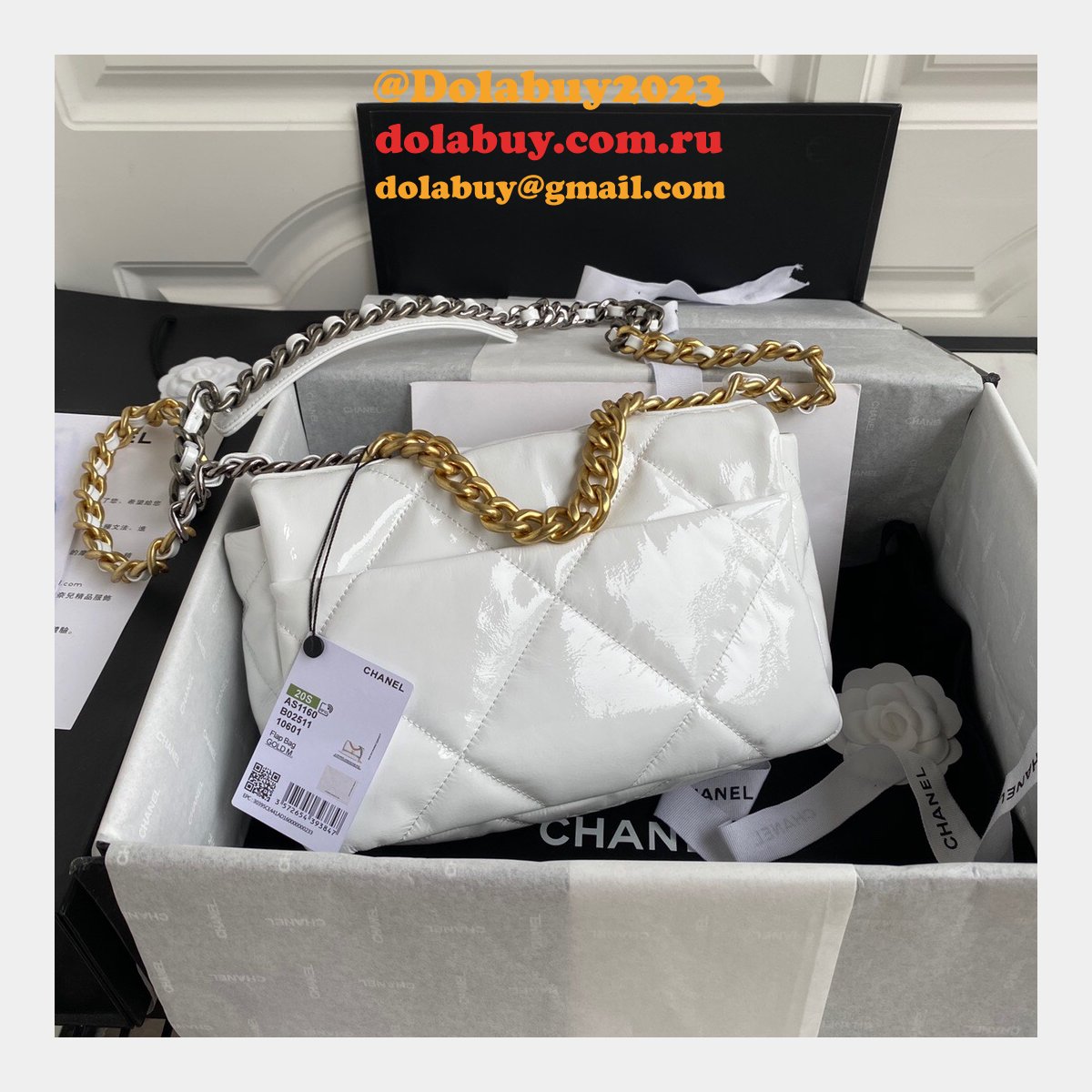 CC Replica 26CM Goatskin Gold-Tone Silver-Tone & Ruthenium