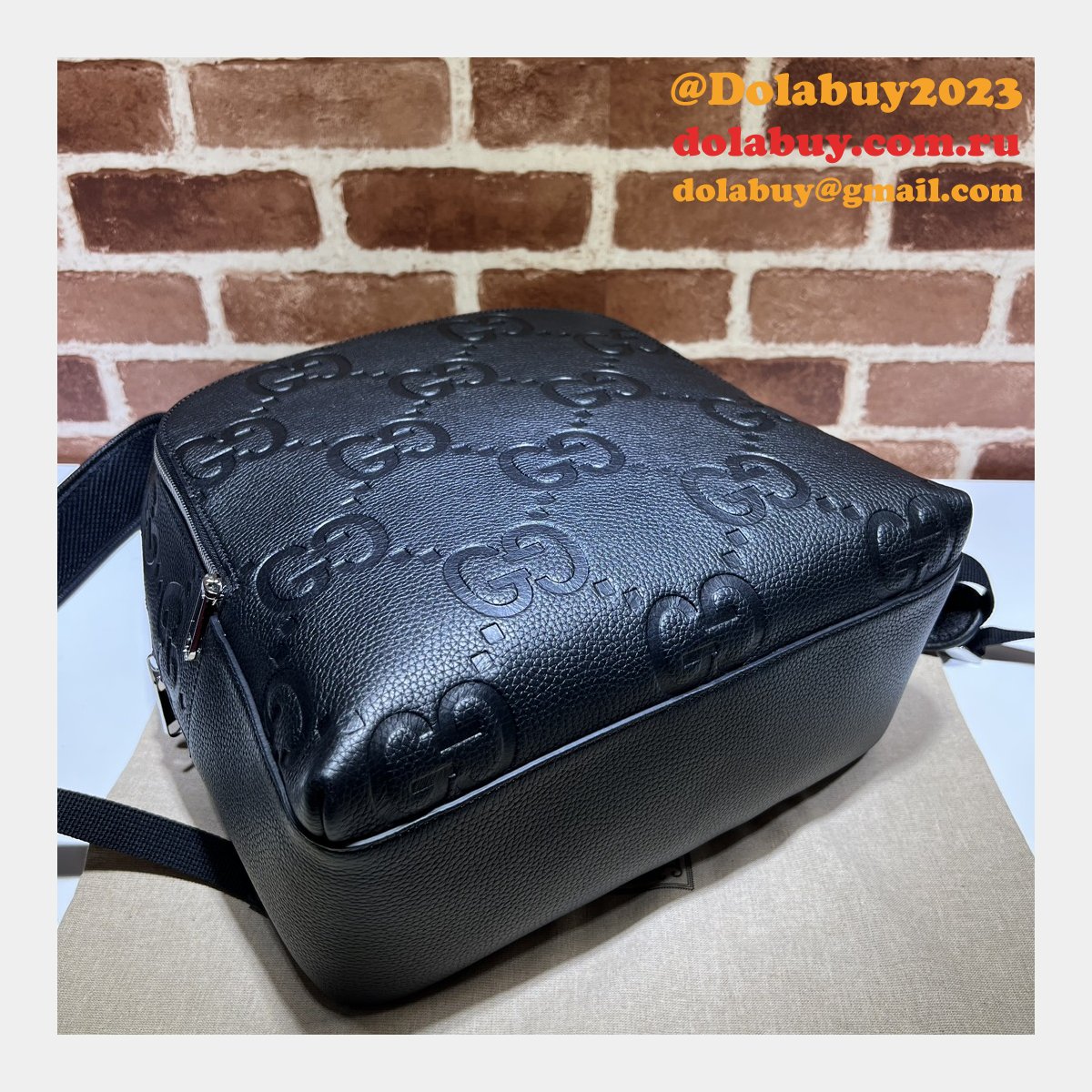 G*u*i black inspired 766932 jumbo gg backpack fake top quality