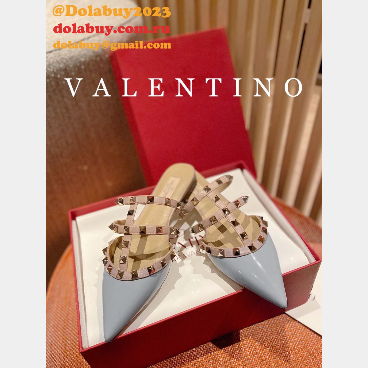 Wholesale ROCKSTUD PATENT-LEATHER MULE