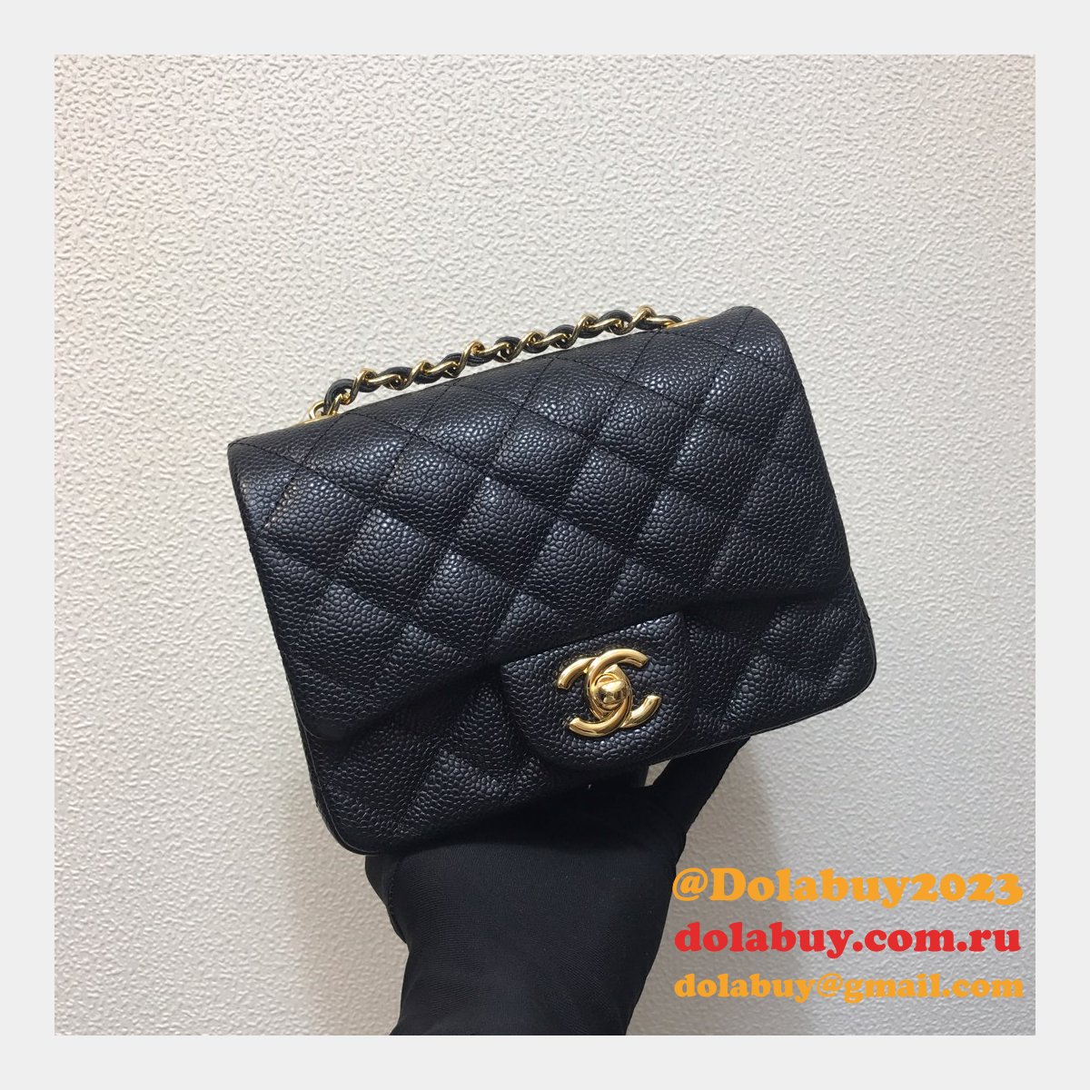 Perfect CC 17CM Classic Flap Caviar Leather Bag