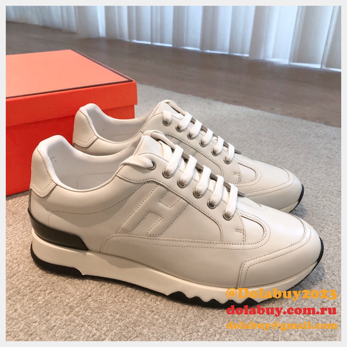 Wholesale Sneakers Leer Wit Hermes Knockoff Shoes