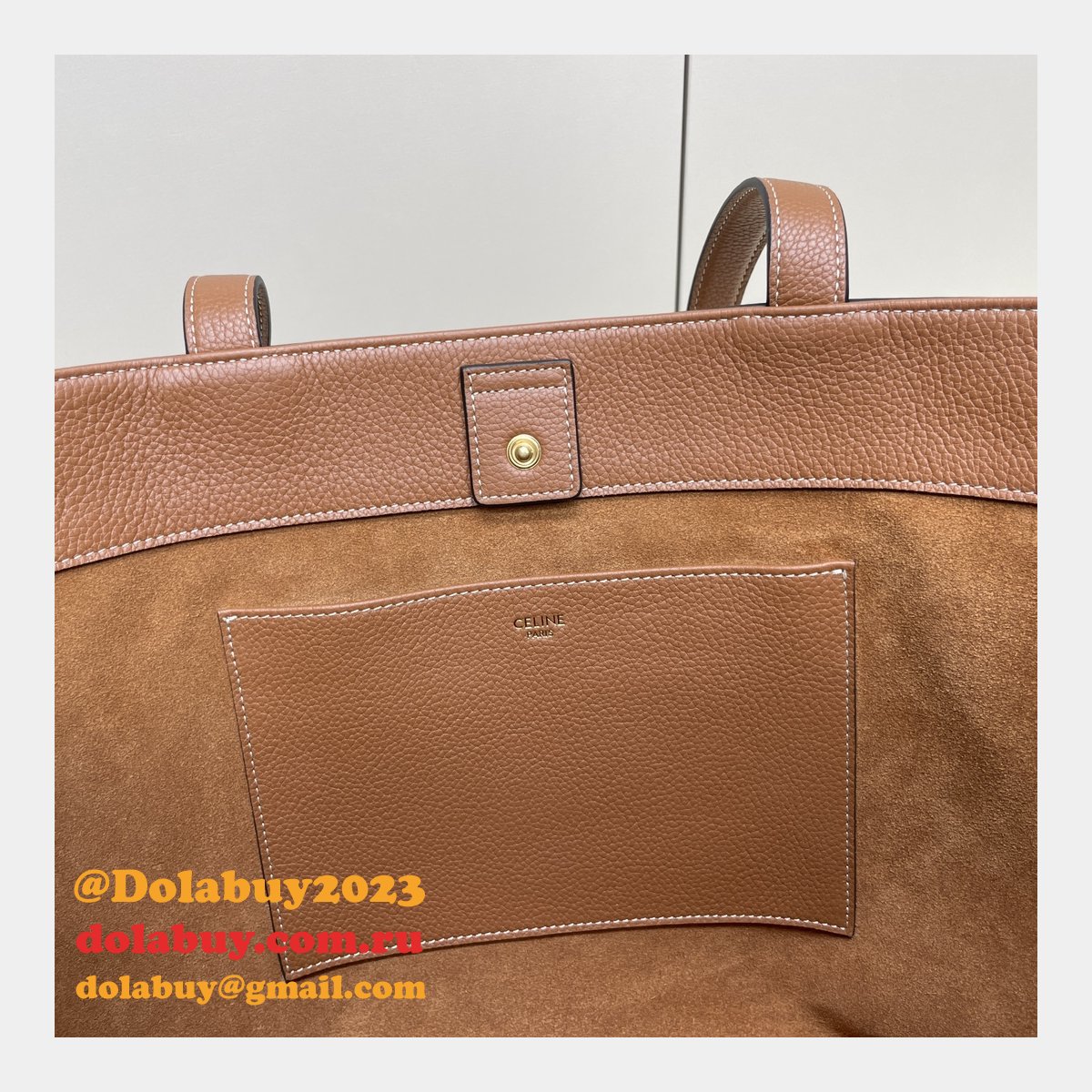 Luxury Best Celine 116853 Medium Cabas Anais Cuir Triomphe