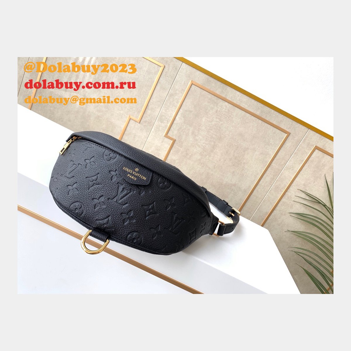 Louis Vuitton Replica Monogram Empreinte Bumbag M44812 Black/Cream