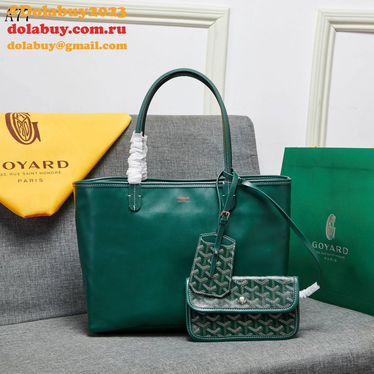 UK Goyard Classic Chevron St. Louis PM Totes Green Bags