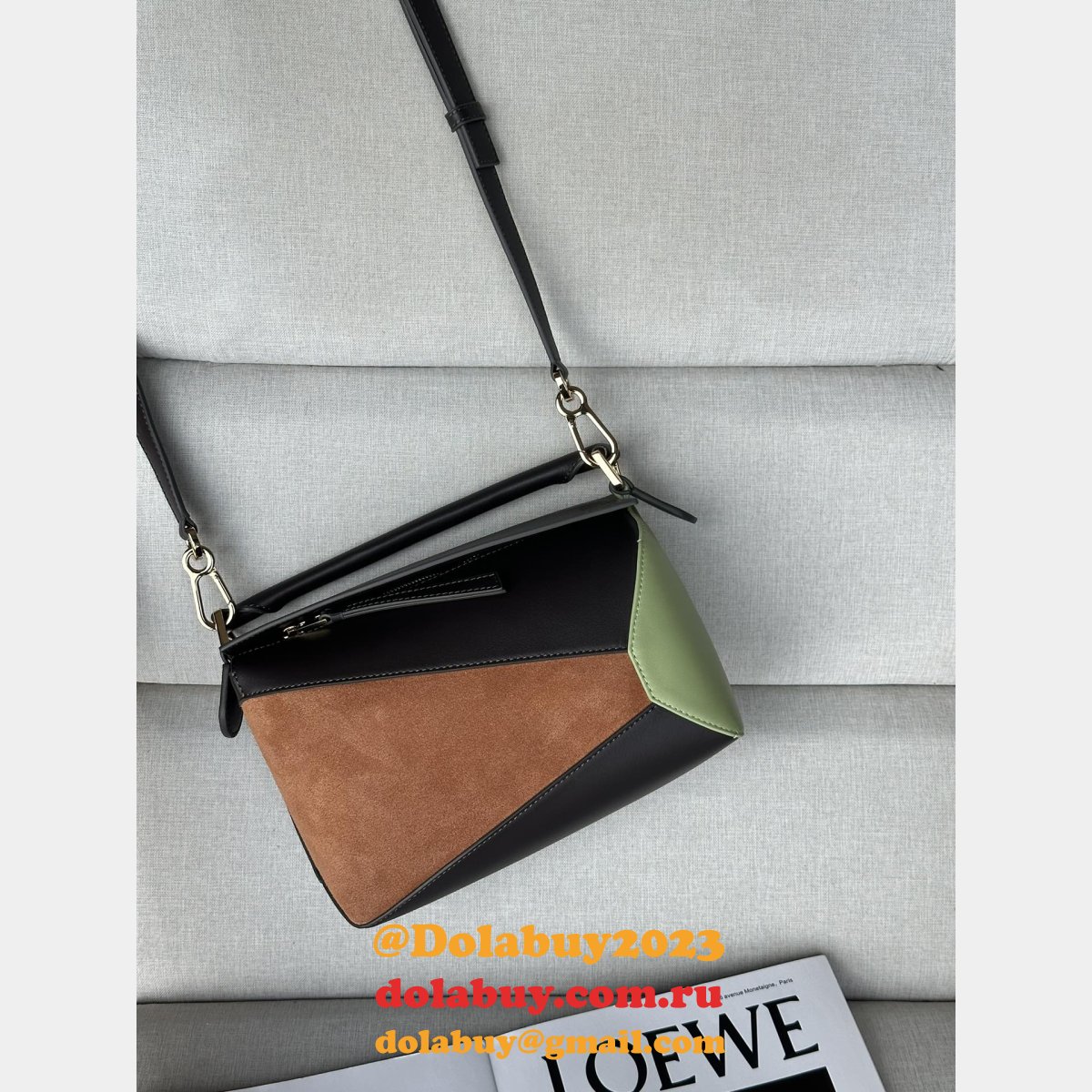 Small Puzzle Bag In Classic Calfskin And Suede 24cm