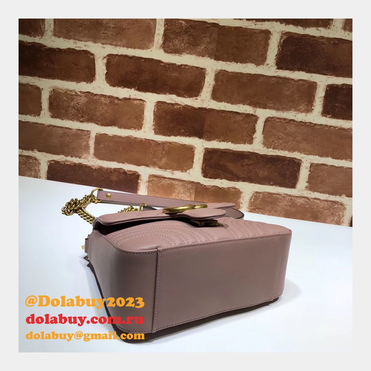 cheap 547260 G*u*i chevron leather gg marmont mini top handle