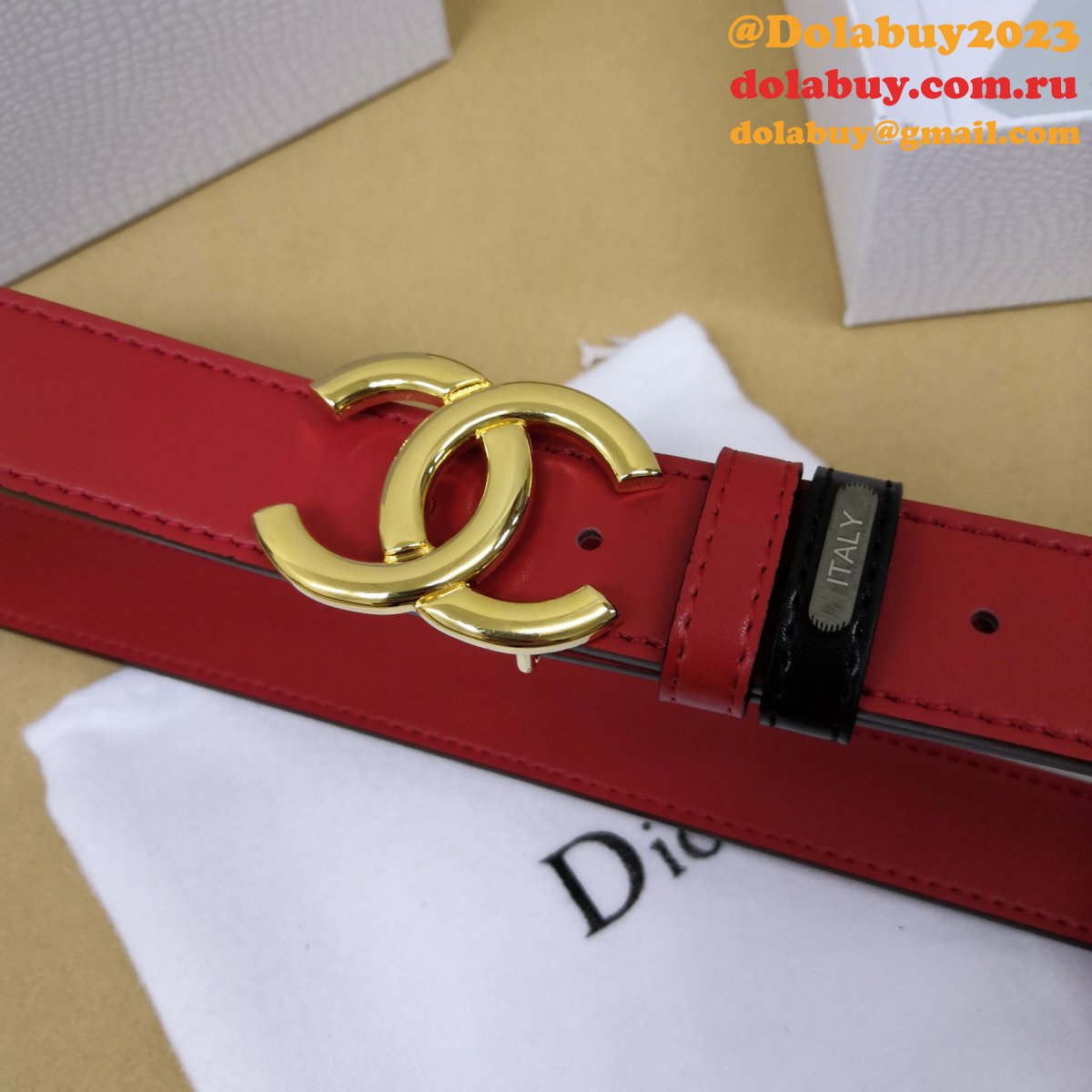 Best Replica CC Double C Belt Red 1153