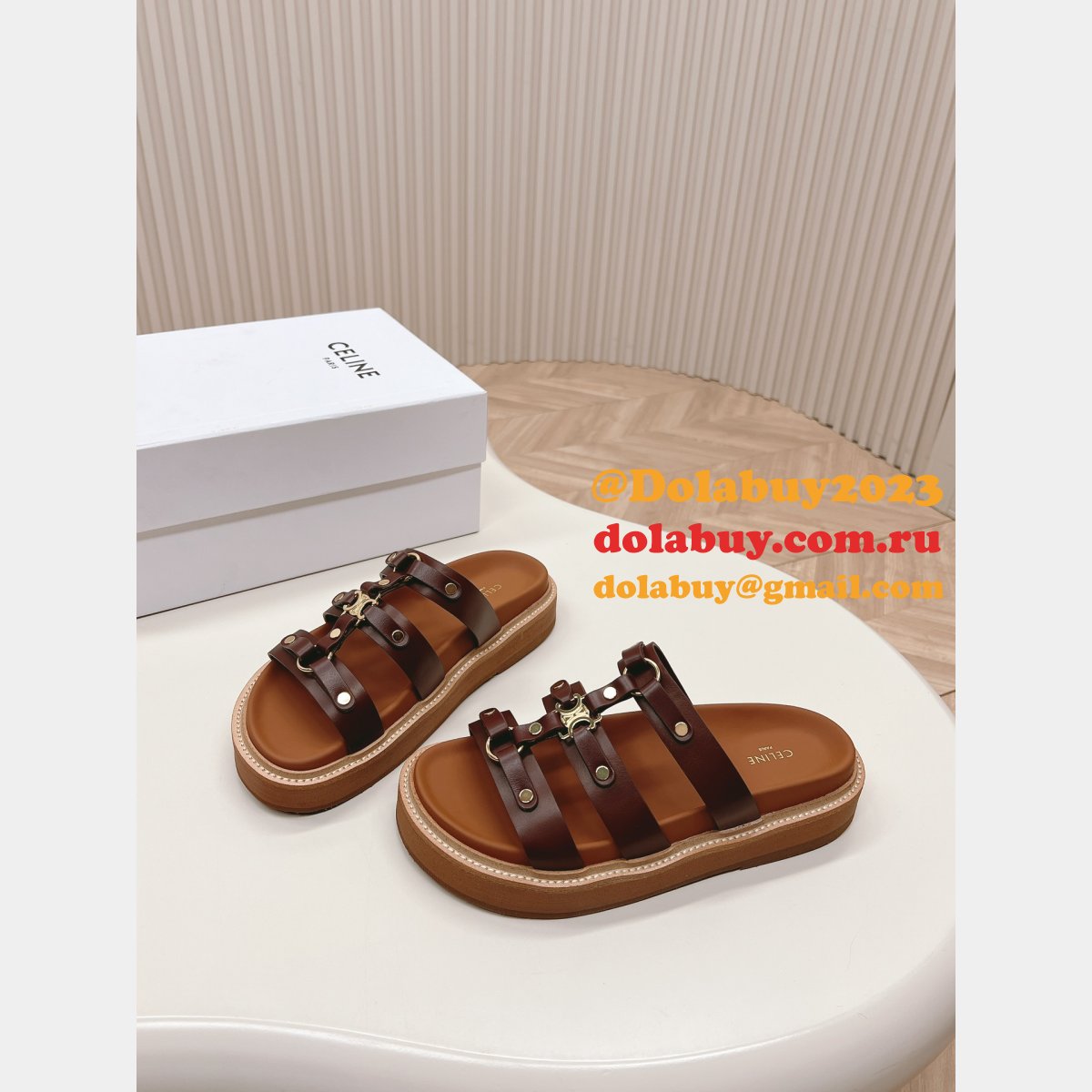 Classic Retro Celine Fake Flat Sandals Shoes