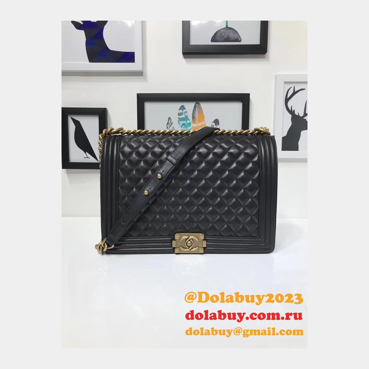 High Quality CC Le Boy Luxury Bags Lambskin 30cm