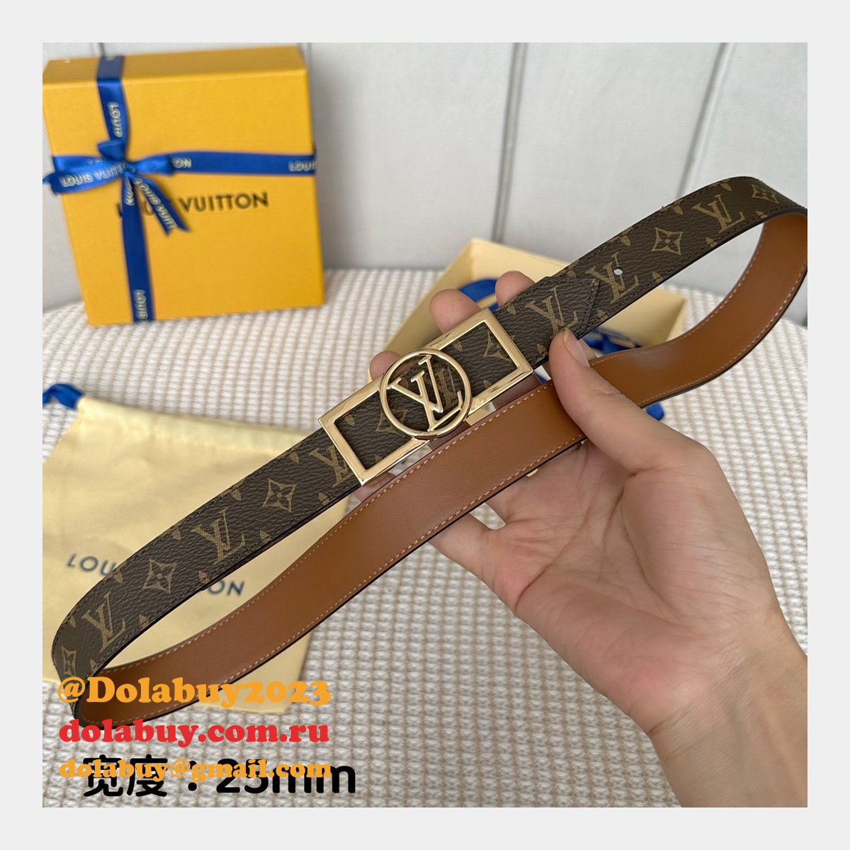 Designer Louis Vuitton Dauphine 25mm Reversible Belt