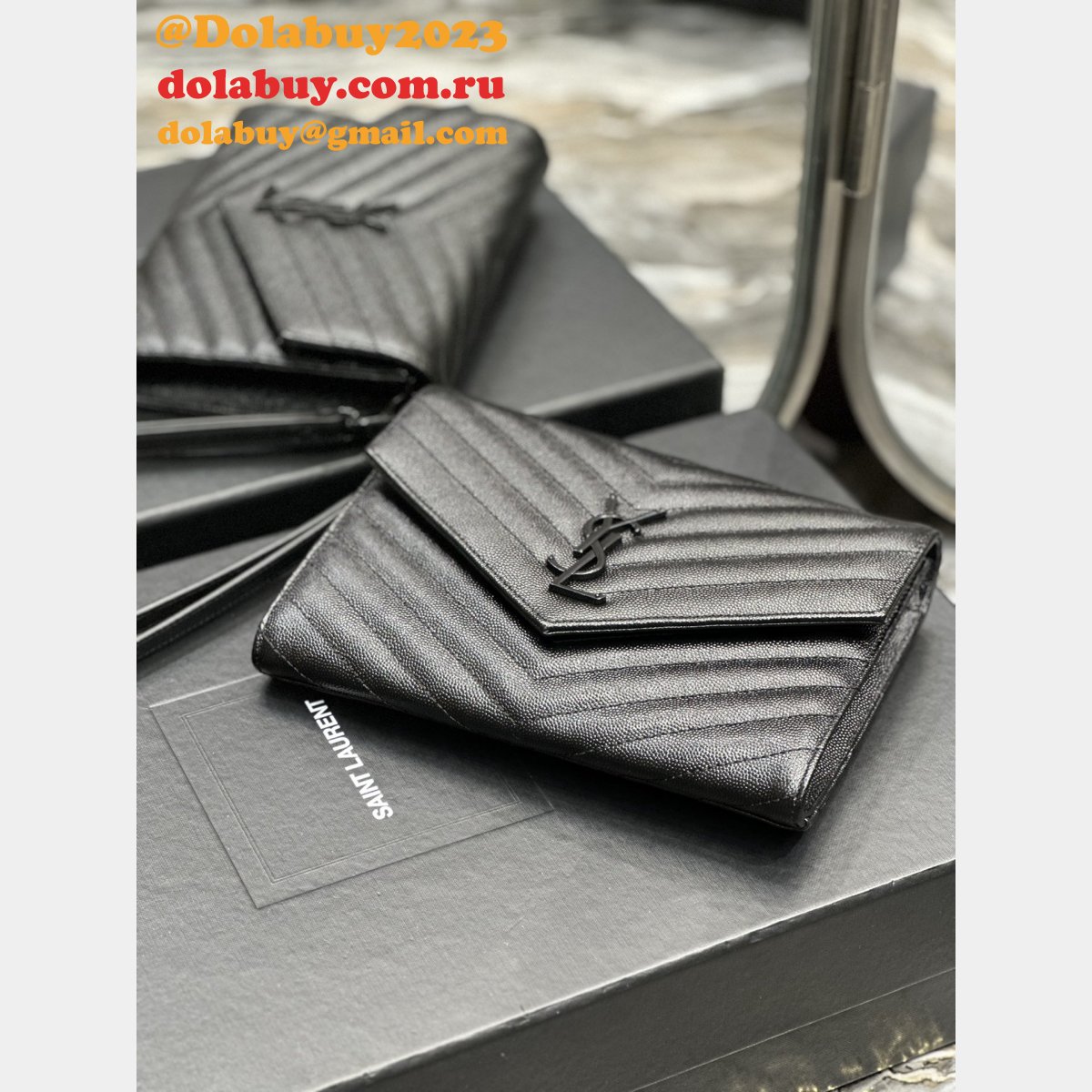 Monogram YSL 617662 Cassander Matelasse Flap Pouch Replica Bag