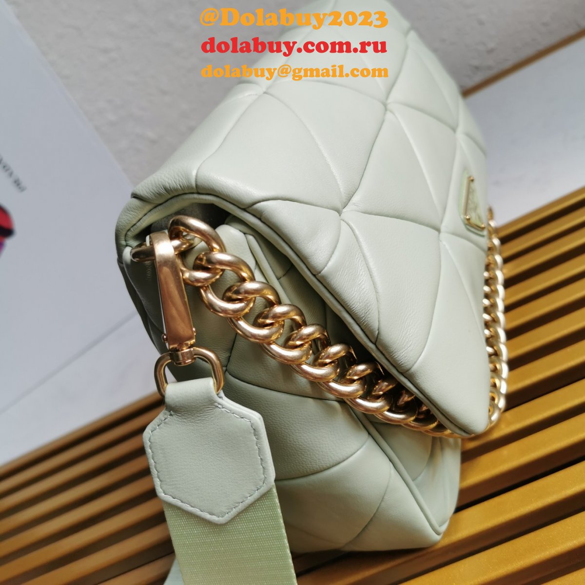 Wholesale Prada Fake System nappa leather patchwork bag online