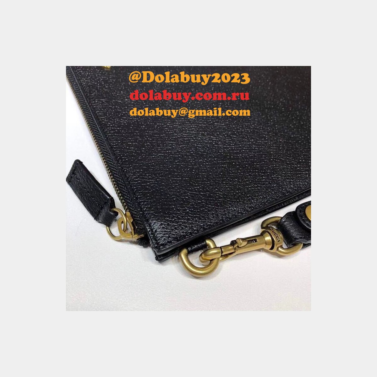 luxury G*u*i 523684 animalier leather pouch  black