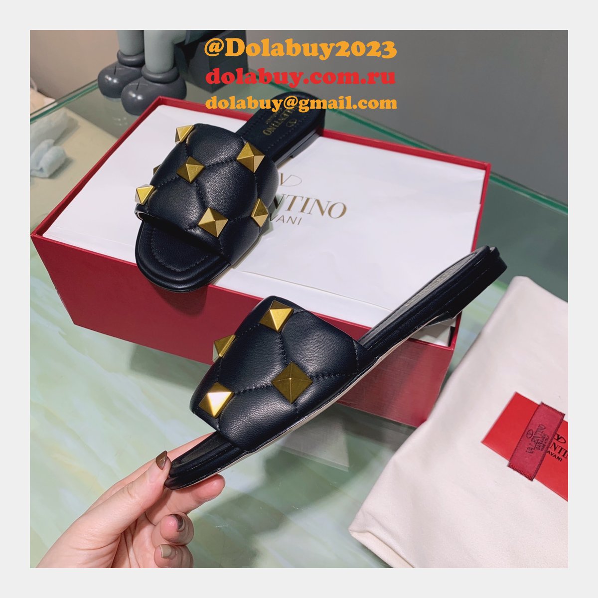 Top Quality Replica Factory Valentino Rivet slippers