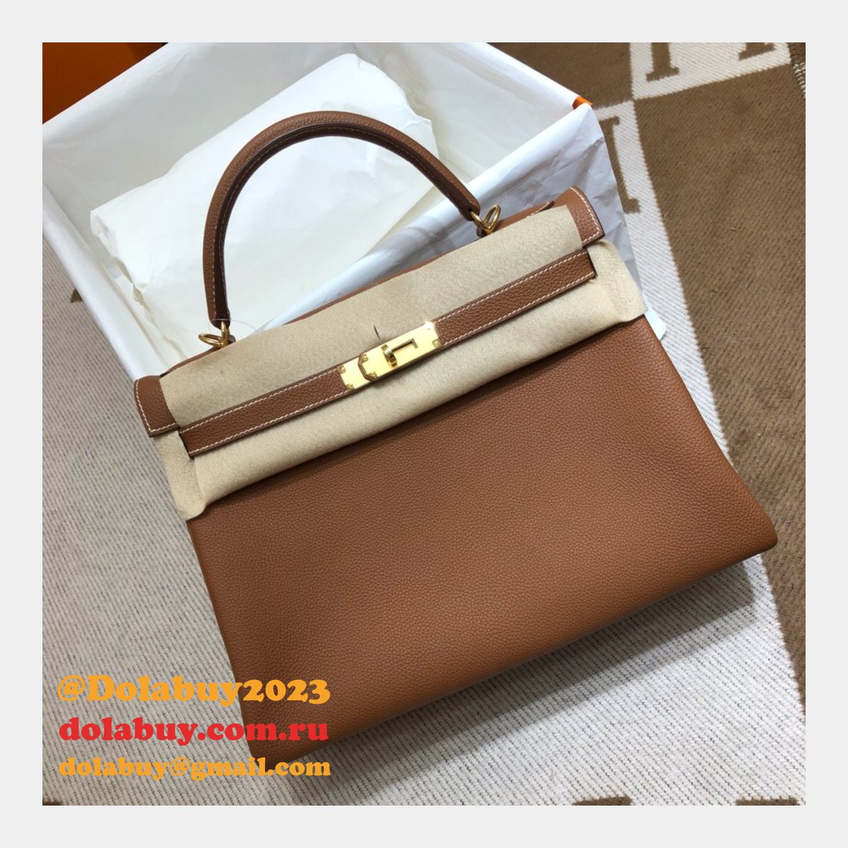 Hermes Kelly 32cm Togo leather Camel