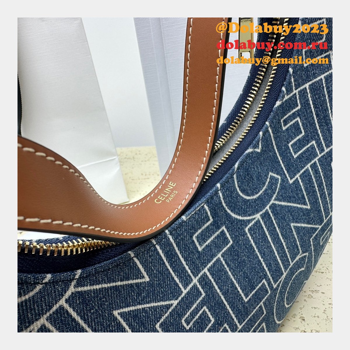 Celine Designer 1:1 Mirror Ava Denim 193952 Fake Bag