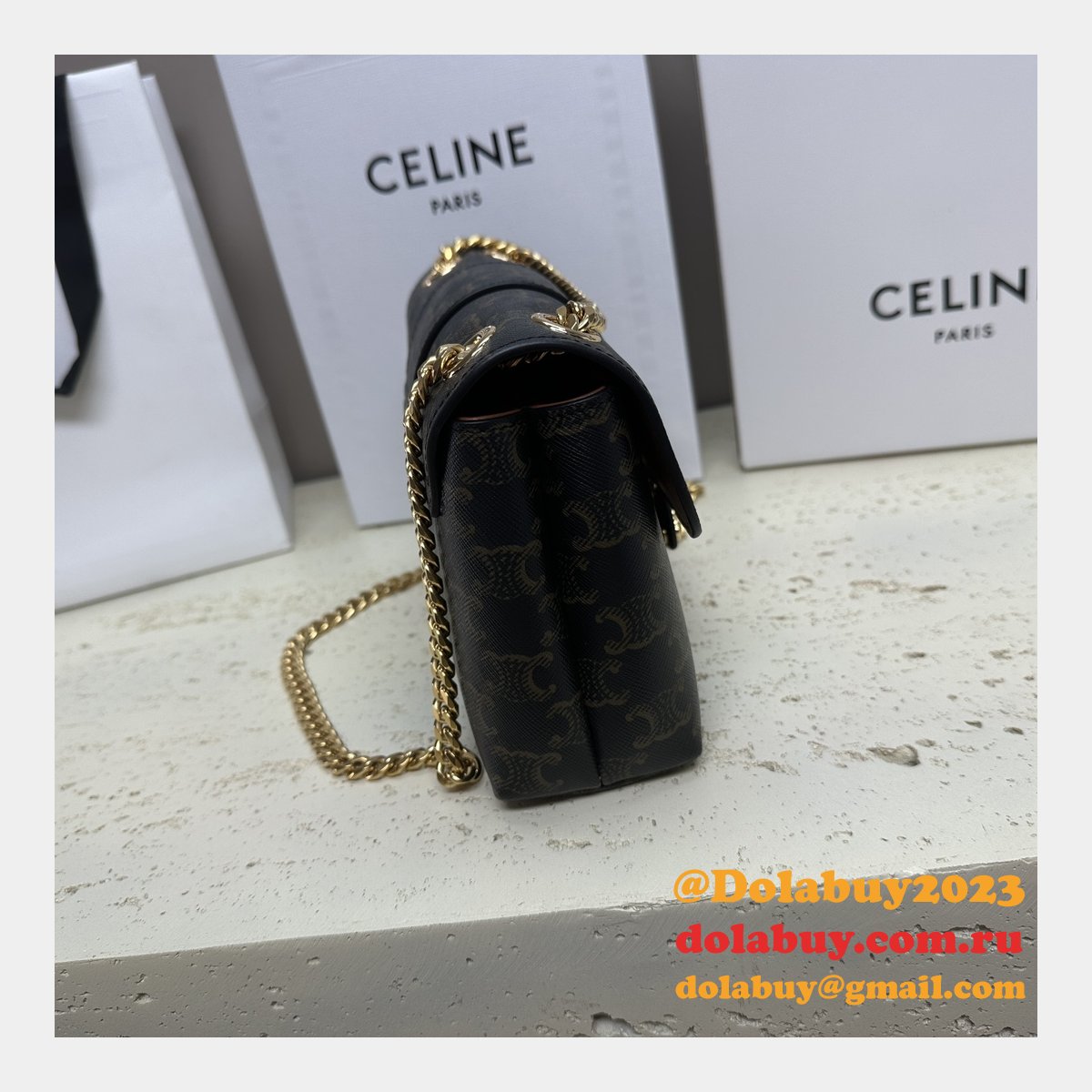 Celine Victoire Triomphe Canvas Tan 116593 Duplicate Bag