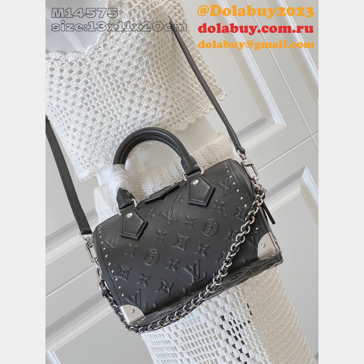 Louis Vuitton Speedy 20 Trunk Bag M14575 Luxury Black Perfect