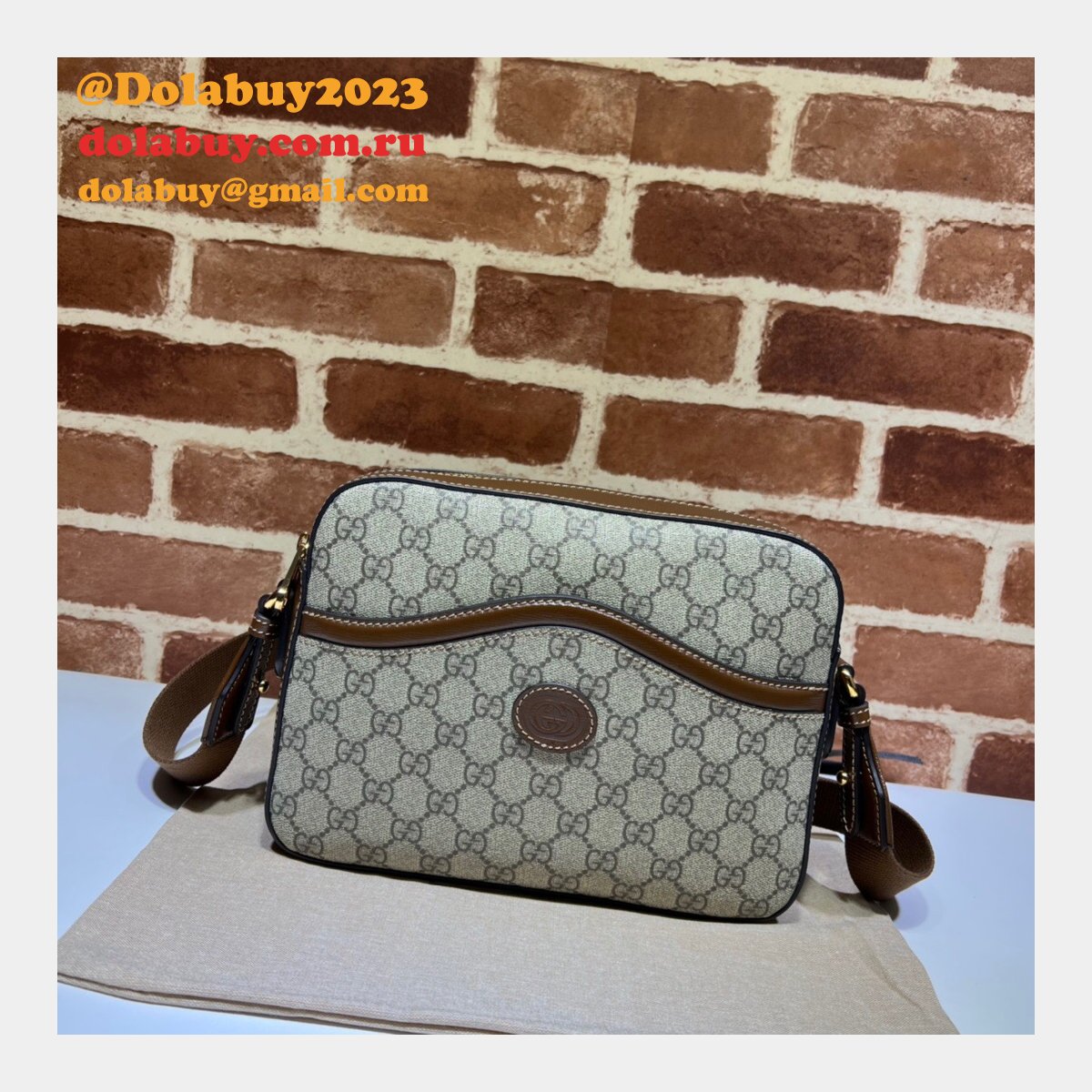 1:1 replica G*u*i 675891 messenger bag with interlocking g in gg supreme