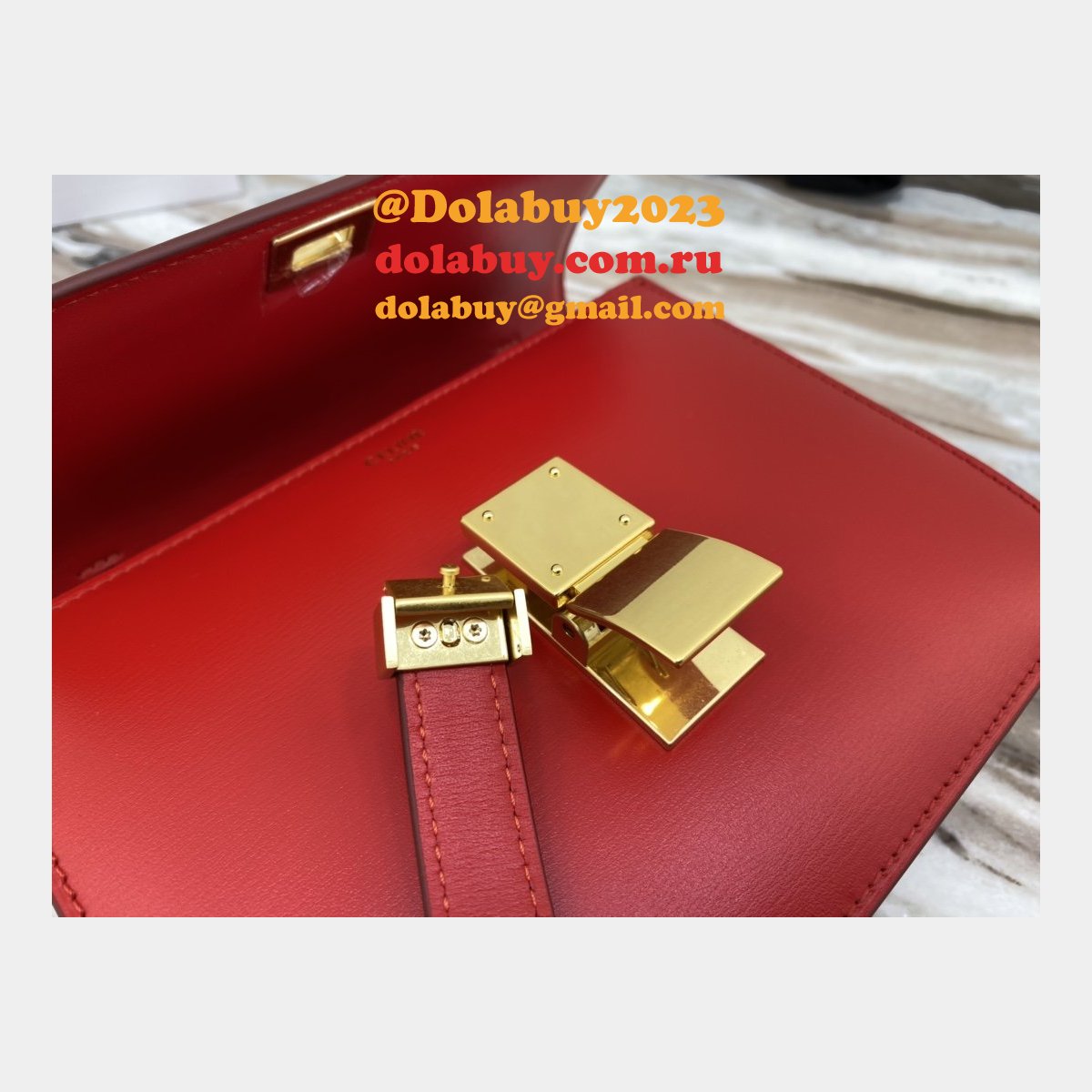 Celine Replicas Teen Classic Box Red Bag