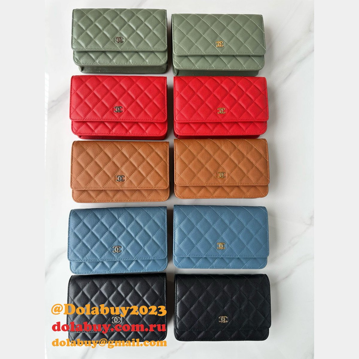 New CC WOC SMALL CAVIAR LEATHER CHAIN BAG Magnetic buckle