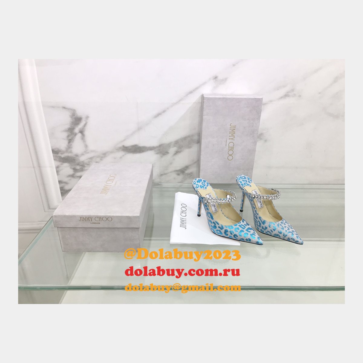 Animal Print Glitter Accents Mules Jimmy Choo Knockoff Shoes