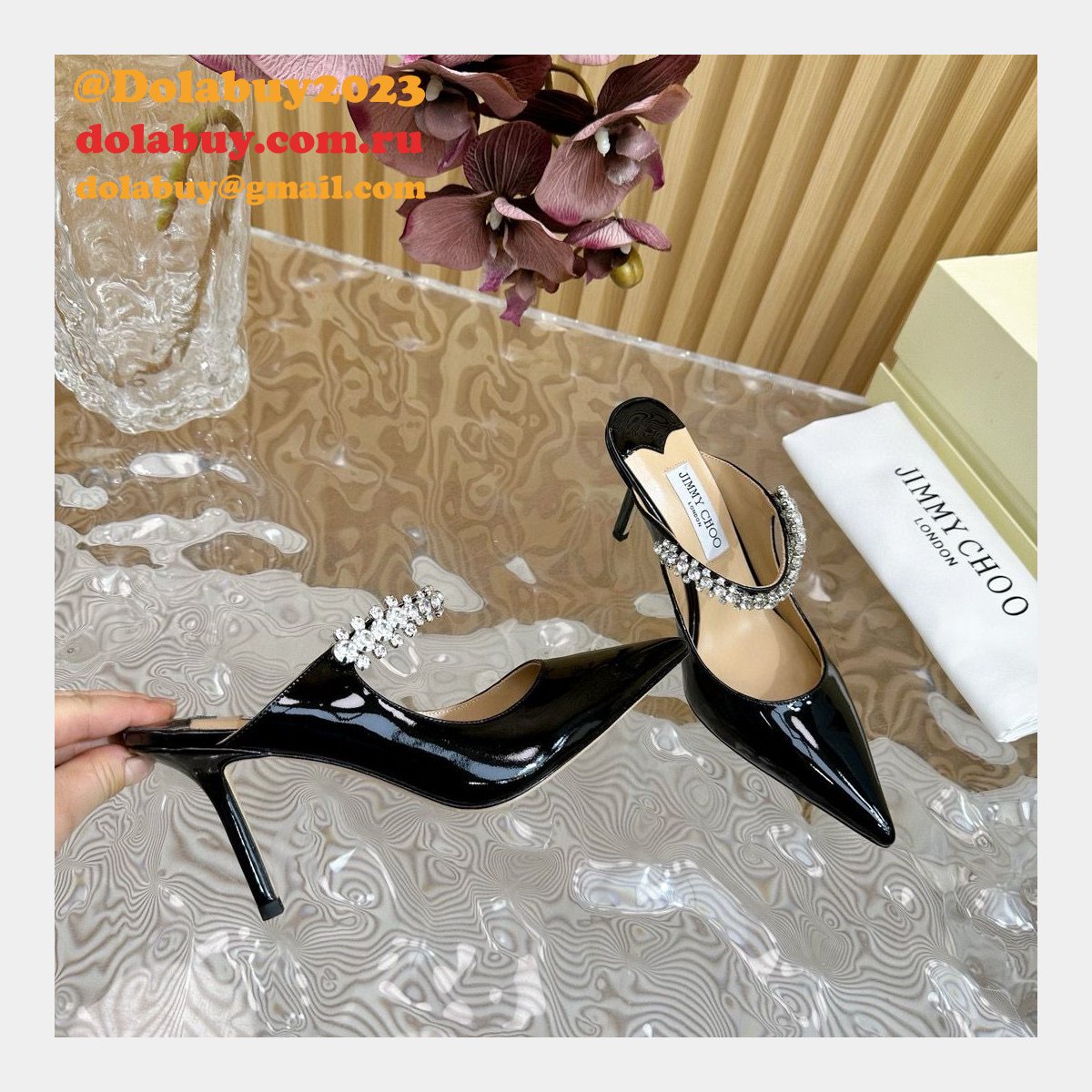 High Quality Jimmy Choo High Heel Mules 6.5/8.5/10CM