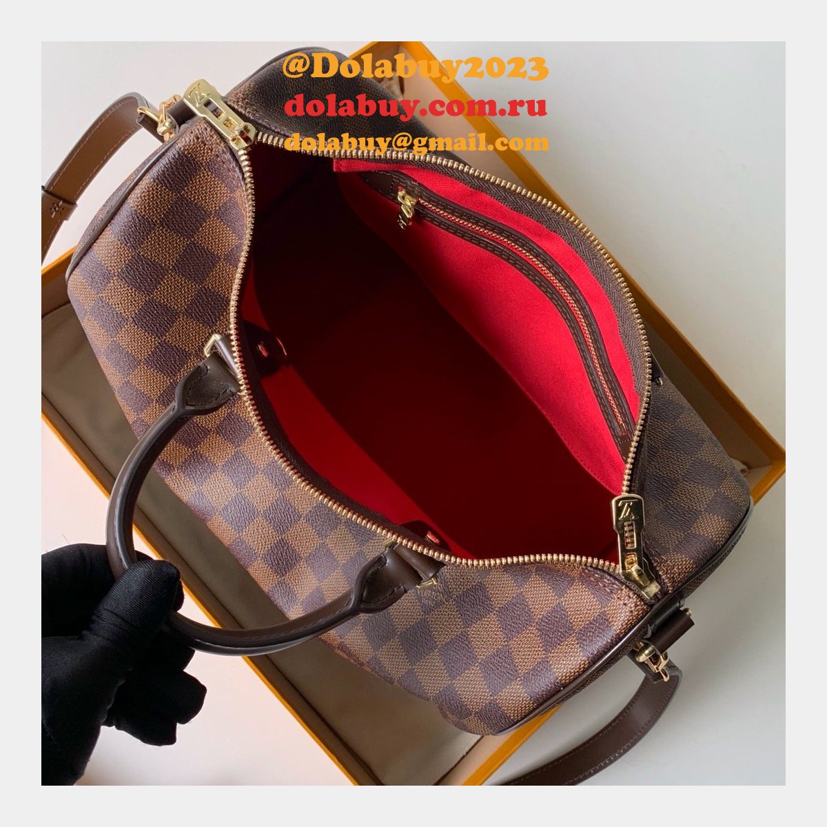 AAA+ Louis Vuitton Replica Speedy Bandoulière 25 30 35 Damier Ebene in Marron