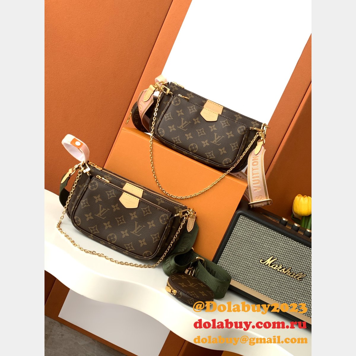 Louis Vuitton Luxury M44840 Multi Pochette PINK or Greem