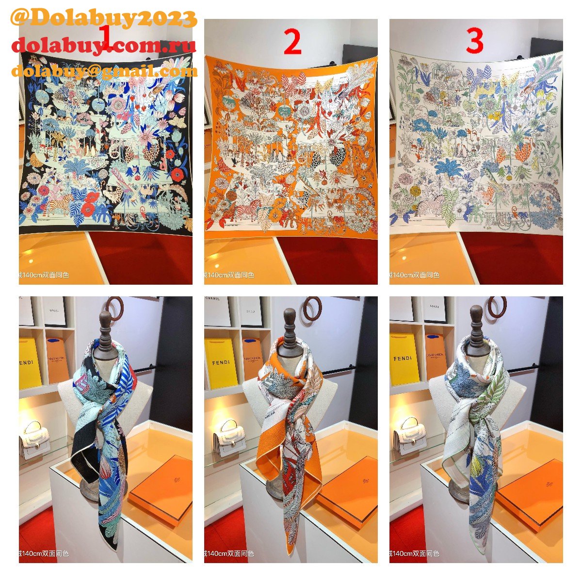 Top Quality Hermes Double-Sided Velvet Square Scarf