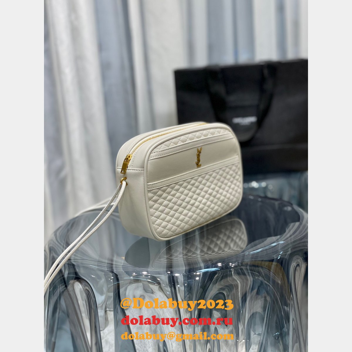 Replica YSL 64899 Red/White/Black Victoire camera bag High Quality