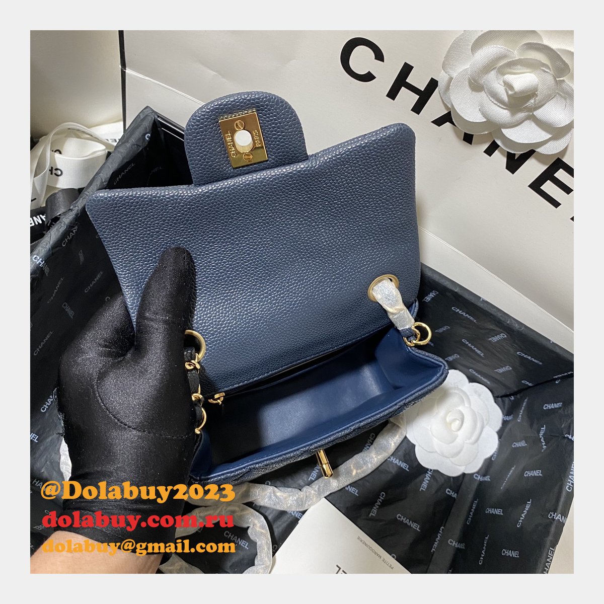 Perfect CC 17CM Classic Flap Caviar Leather Bag