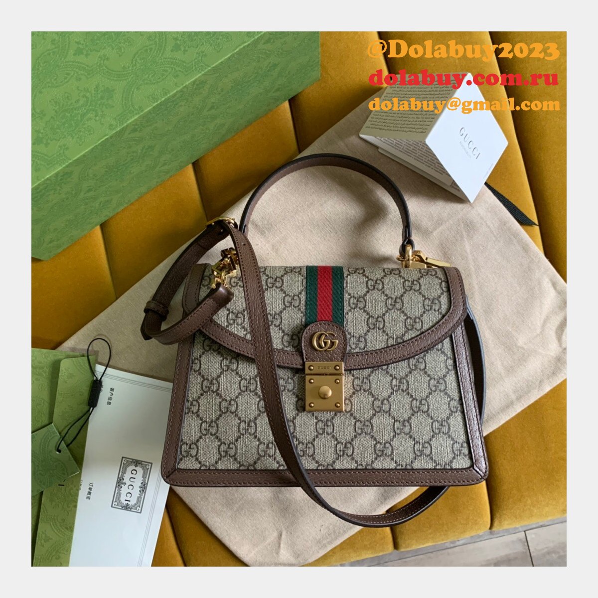 replica G*u*i ophidia 651055 top handle bag with web