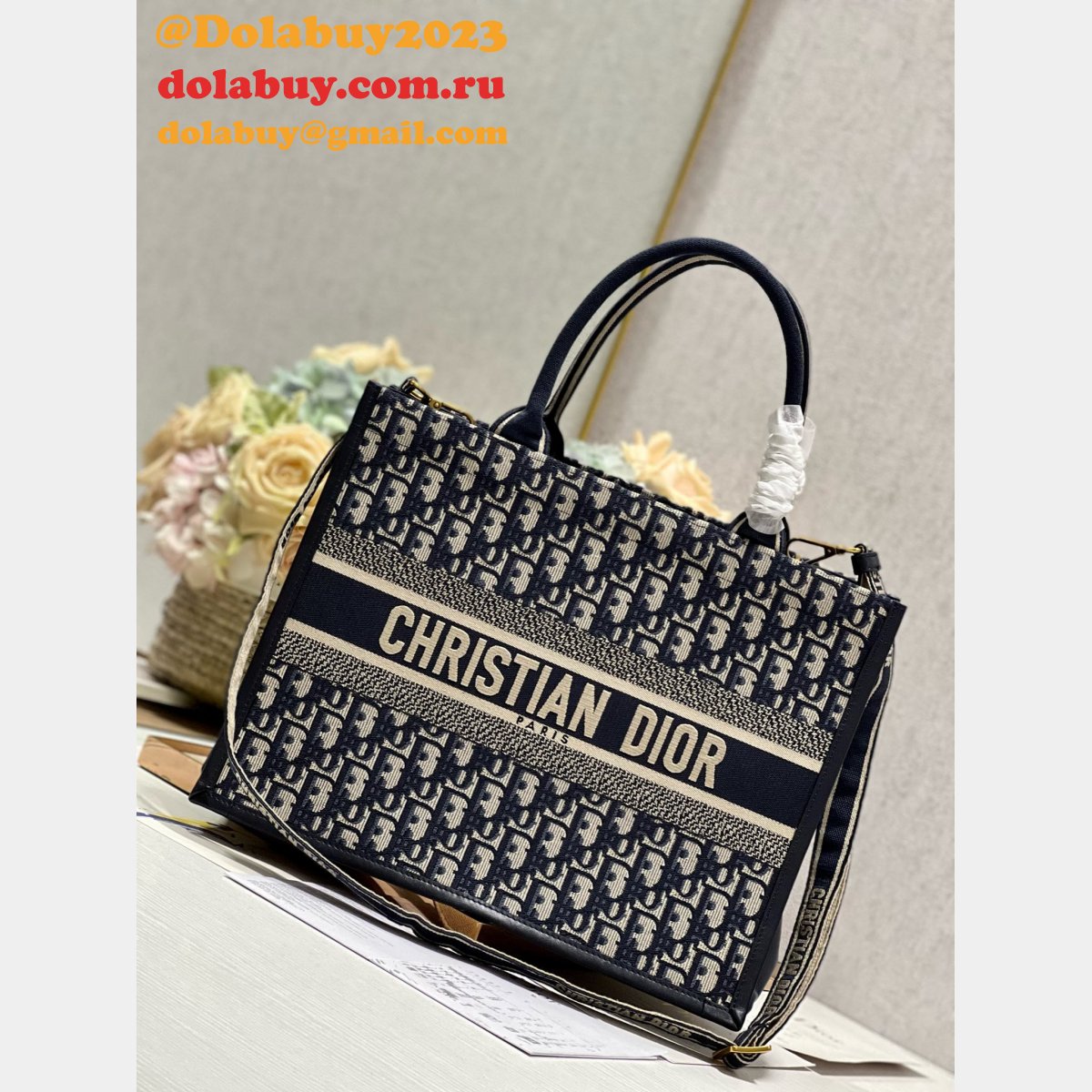 Shop D-Stripes 1286 Bayadere Dior Book Tote Replica Bags