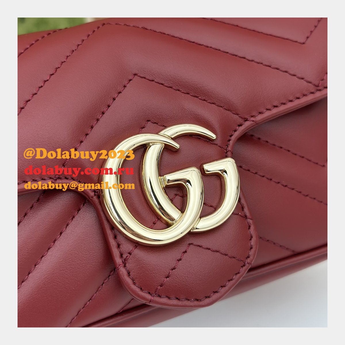 G*u*i replica rosso ancora gg marmont red matelassé chevron 476433/446744/443497 bag