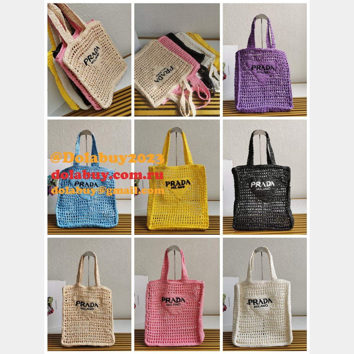 Top Quality PRADA Raffia tote bag Replica