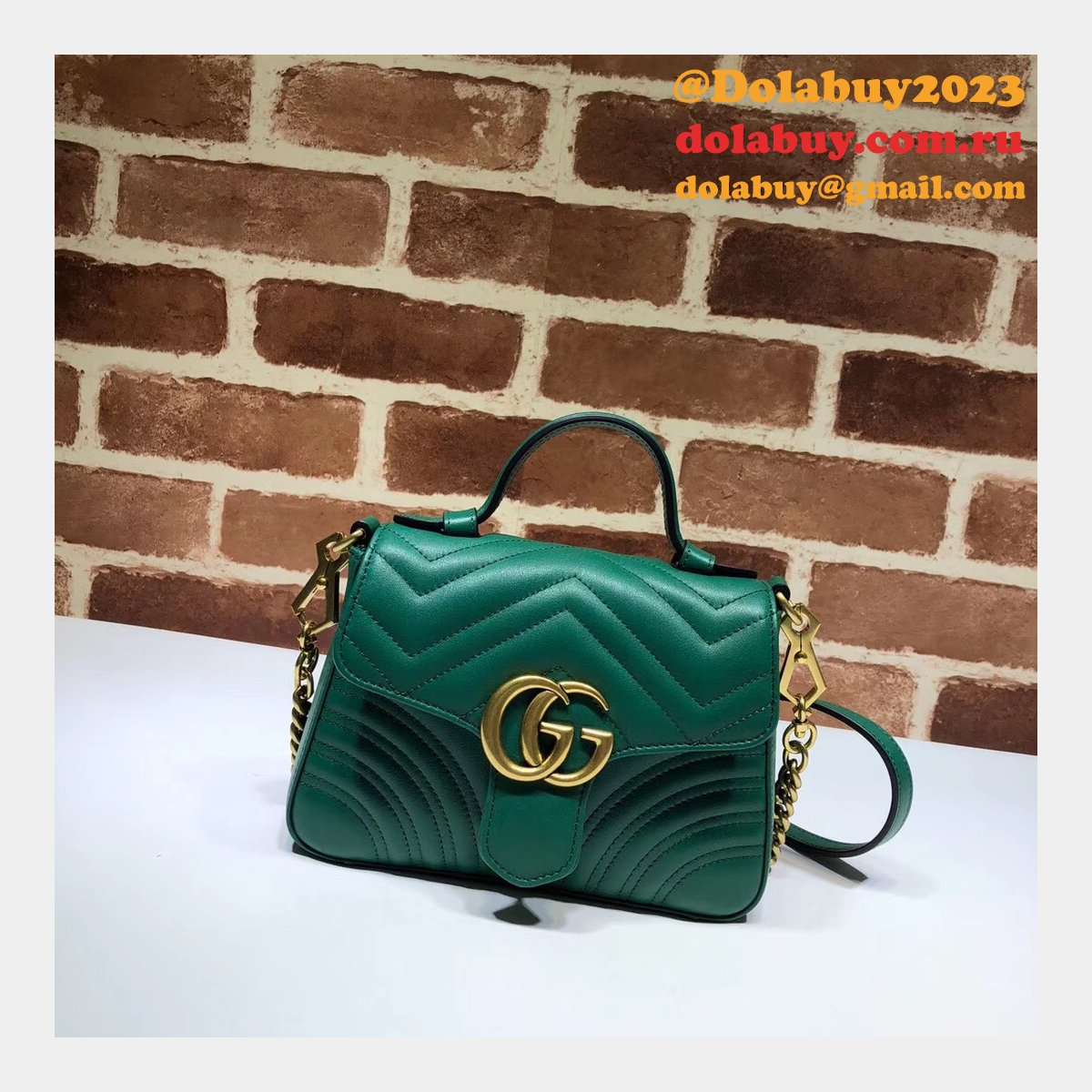 cheap 547260 G*u*i chevron leather gg marmont mini top handle