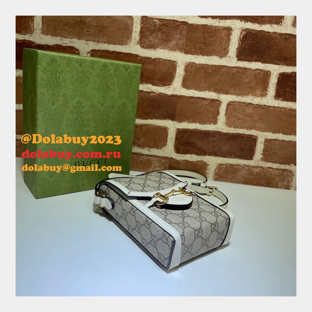 white replica G*u*i horsebit 1955 mini top quality 625615 bag